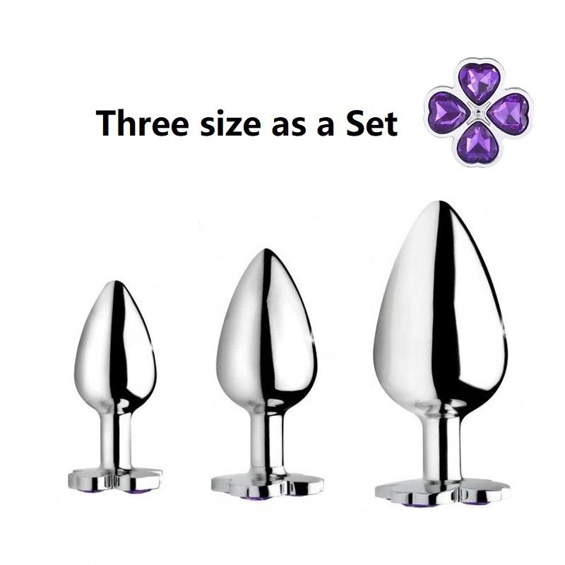Small medium large set huge four leaf cover Metal Anal plug jewelry butt beads dildo insert BDSM vaginal Sex toy for men women