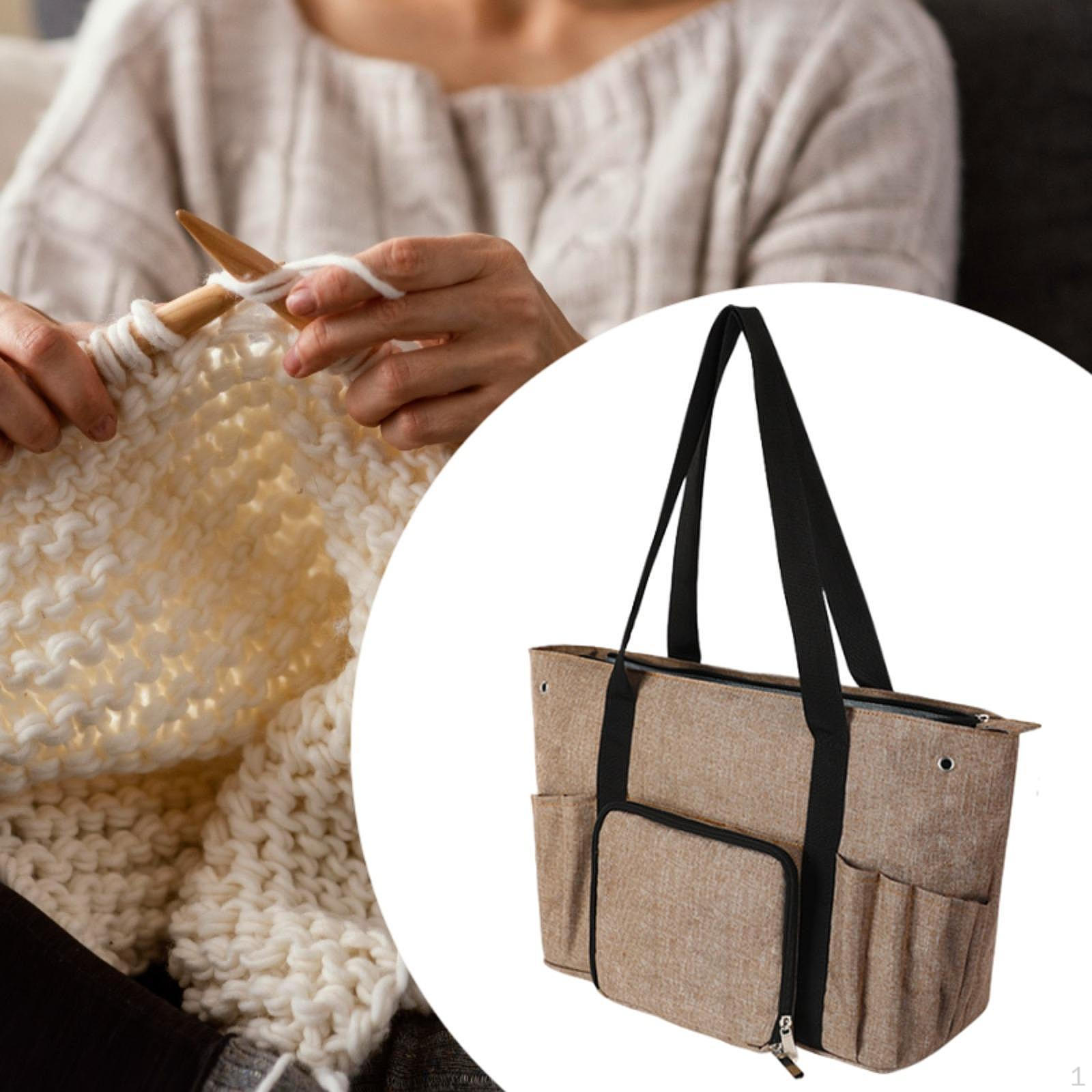 

Сумка для вязания крючком, органайзер для пряжи, принадлежности для вязания, пустая 600D Oxford хаки