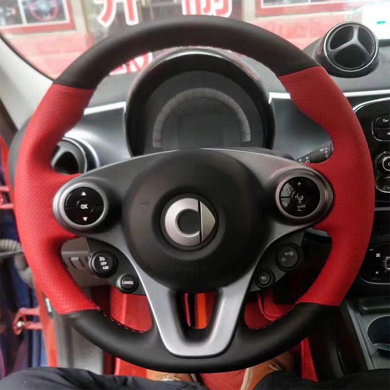 Hand-stitch red Leather Carbon Fiber car