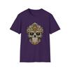 T-shirt Unisex Softstyle Crâne Orné Floral Gothique Doré Baroque Élégant
