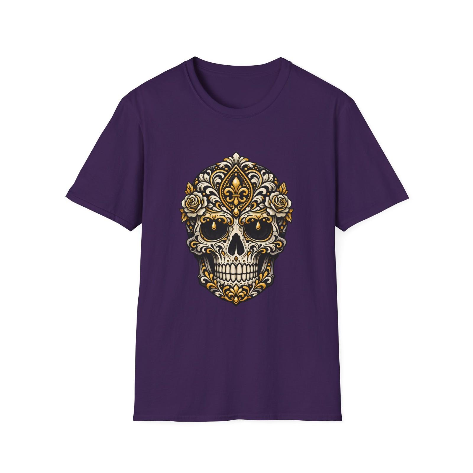 

Unisex Softstyle T-Shirt Ornate Skull Gothic Floral Gold Baroque Elegant 5XL різнокольоровий