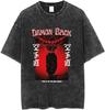Manga Vintage Washed Oversized T-shirt Japanese Anime Baki Graphic T Shirt Cotton Short Sleeves Tees Tops Men Women Clothing