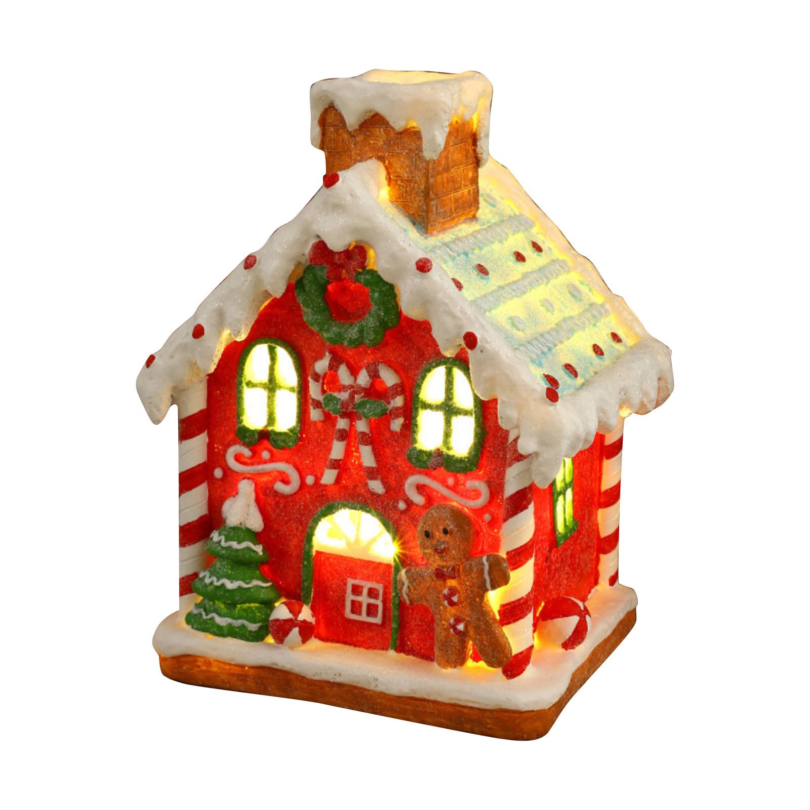 

Светящийся пряничный домик с подсветкой - Анимированное рождественское украшение для праздничной экспозиции в помещении One Size красный