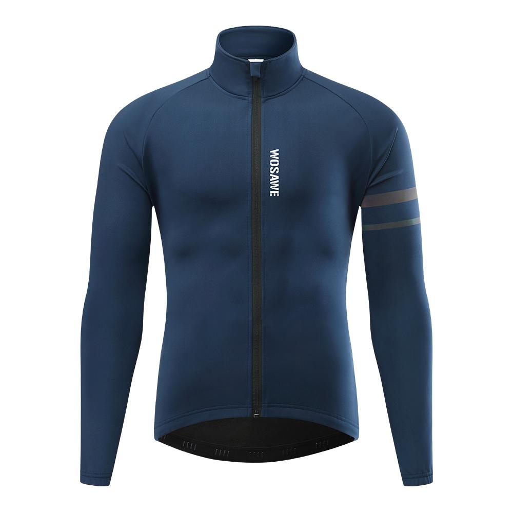 WOSAWE Men'sThermal Winter Cycling Jacket Fleece Lining Long Sleeve Jersey Windproof Running Riding Ciclismo Cycling Clothing