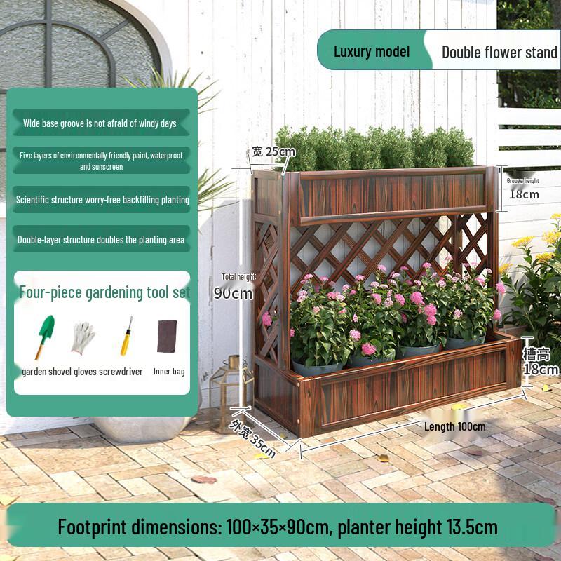 Nuoshuer Outdoor Solid Wood Planter Box with Partition