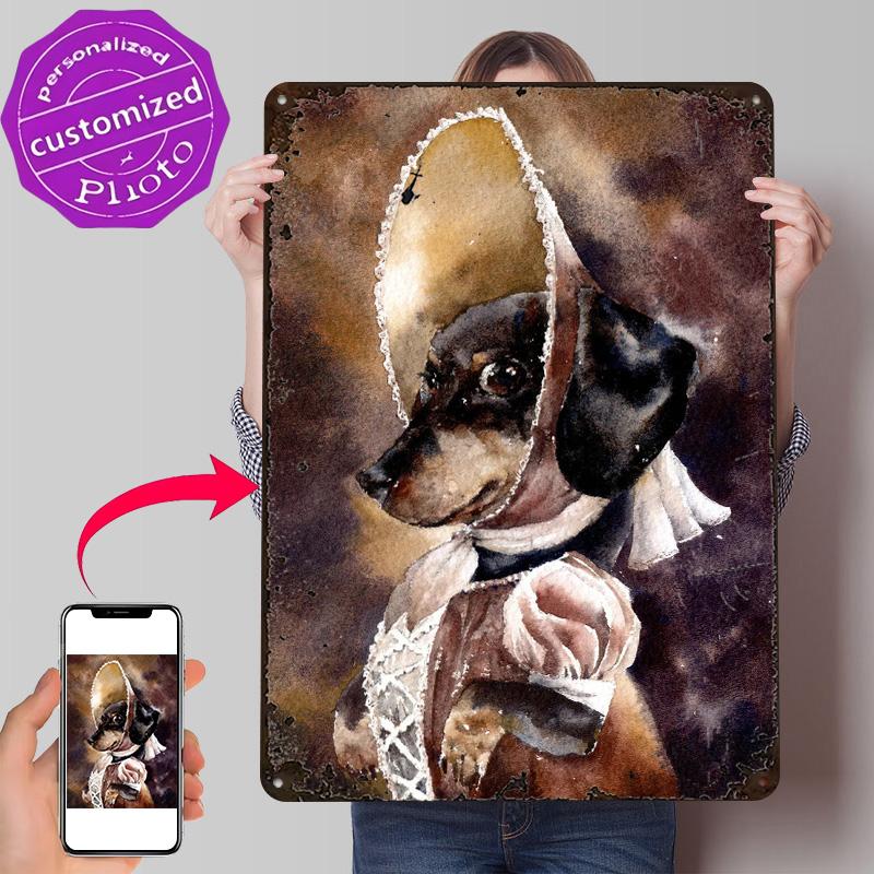 Dolly the Dachshund D Texture Printed Poster Custom Vintage Metal Tin Plate Sign for Wall Art Bedroom Decoration Gaming House