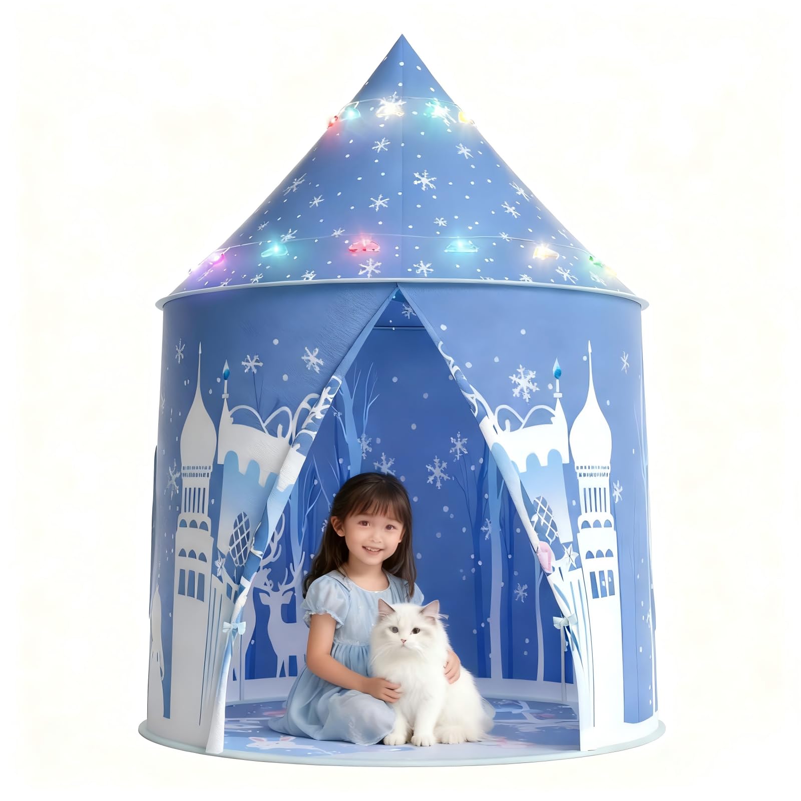 

EagleStone Eve Stone Kids Tent Snow Castle Foldable Indoor Outdoor LED Lights Storage Bag Child s Camping Set Secret Base Windows Easy Assembly