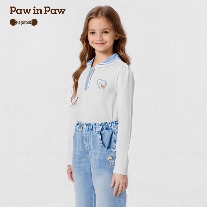 

PawinPaw Girls Cartoon Bear Long-Sleeve Polo T-Shirt