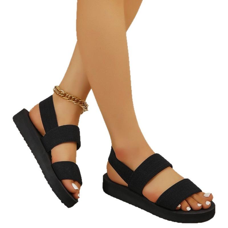 Women's Casual Elastic Strap Flatform Sandals Lightweight Comfort Summer Shoes
