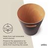 Umbra Woodrow Lidless Wooden Trash Natural Solid Stylish Light Espresso Can, Round, Pail, Can, Dustbin, Bentwood, Wood, Design, 7.5L,