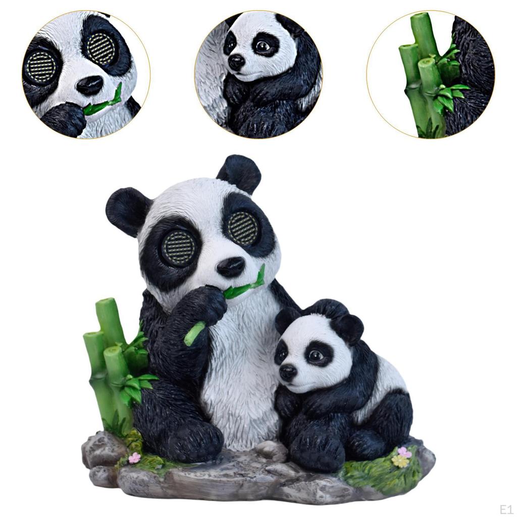 Garden Panda Solar Light Statue Animal Figurine, Decor, Decorative, with Realistic Eye Movement,