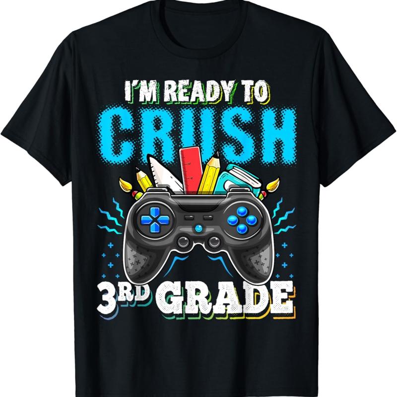 I_m Ready to Crush 3rd Grade Back School Video Game Boys T Shirt - Men s Summer Cotton Graphic Tee S разноцветный