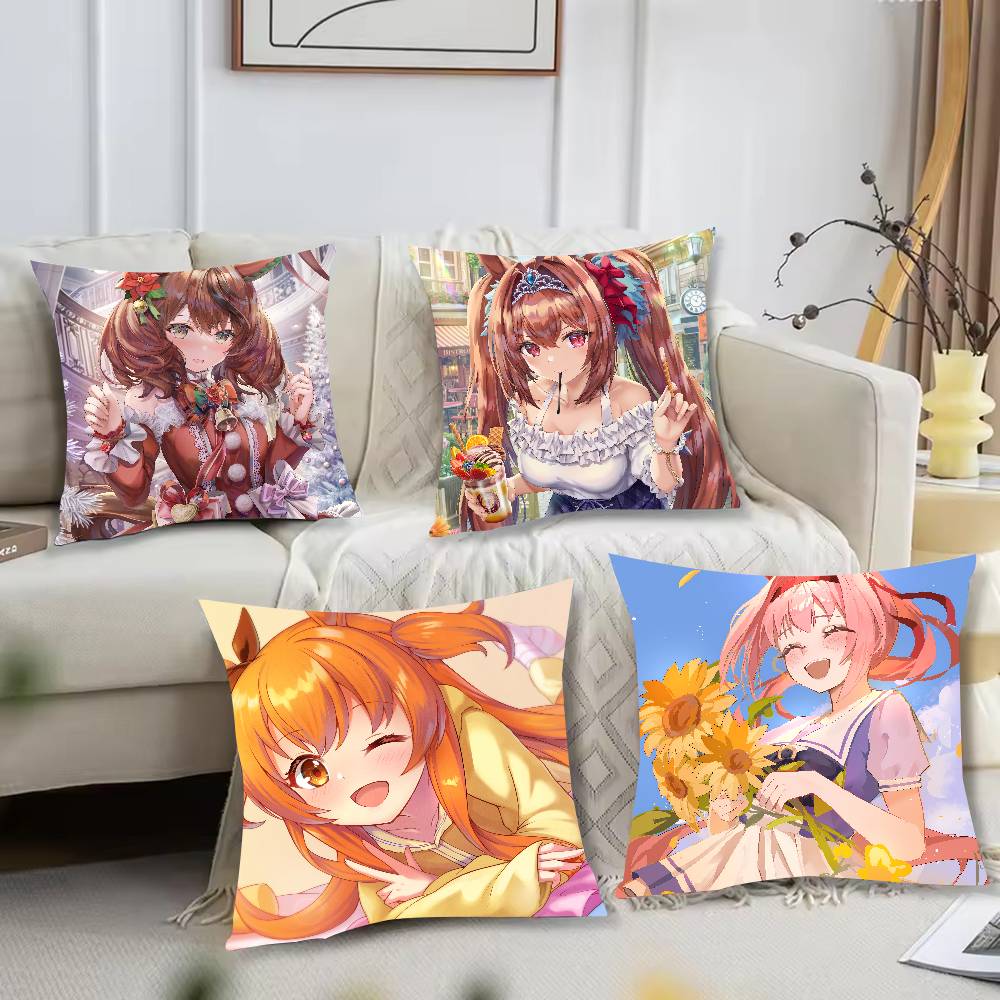 Cute Uma Musume Pretty Derby Pillow Case Cushion Cover Decor Home Throw Pillow Covers For Couch Camping Pillow Cover Decorations