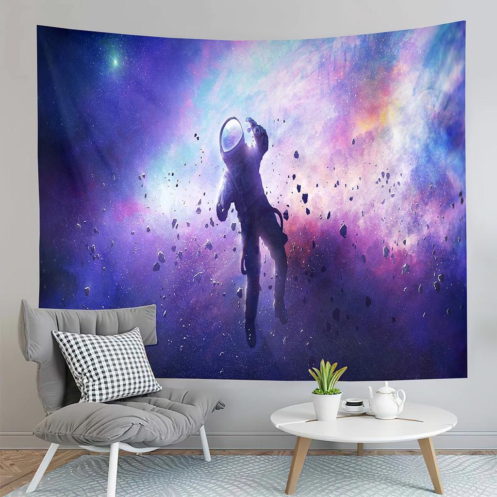 Funny Astronaut Tapestry Outer Space Tapestry Hold Up The Moon Tapestry Home Living Room Bedroom Dorm Wall Hanging Decor Blanket