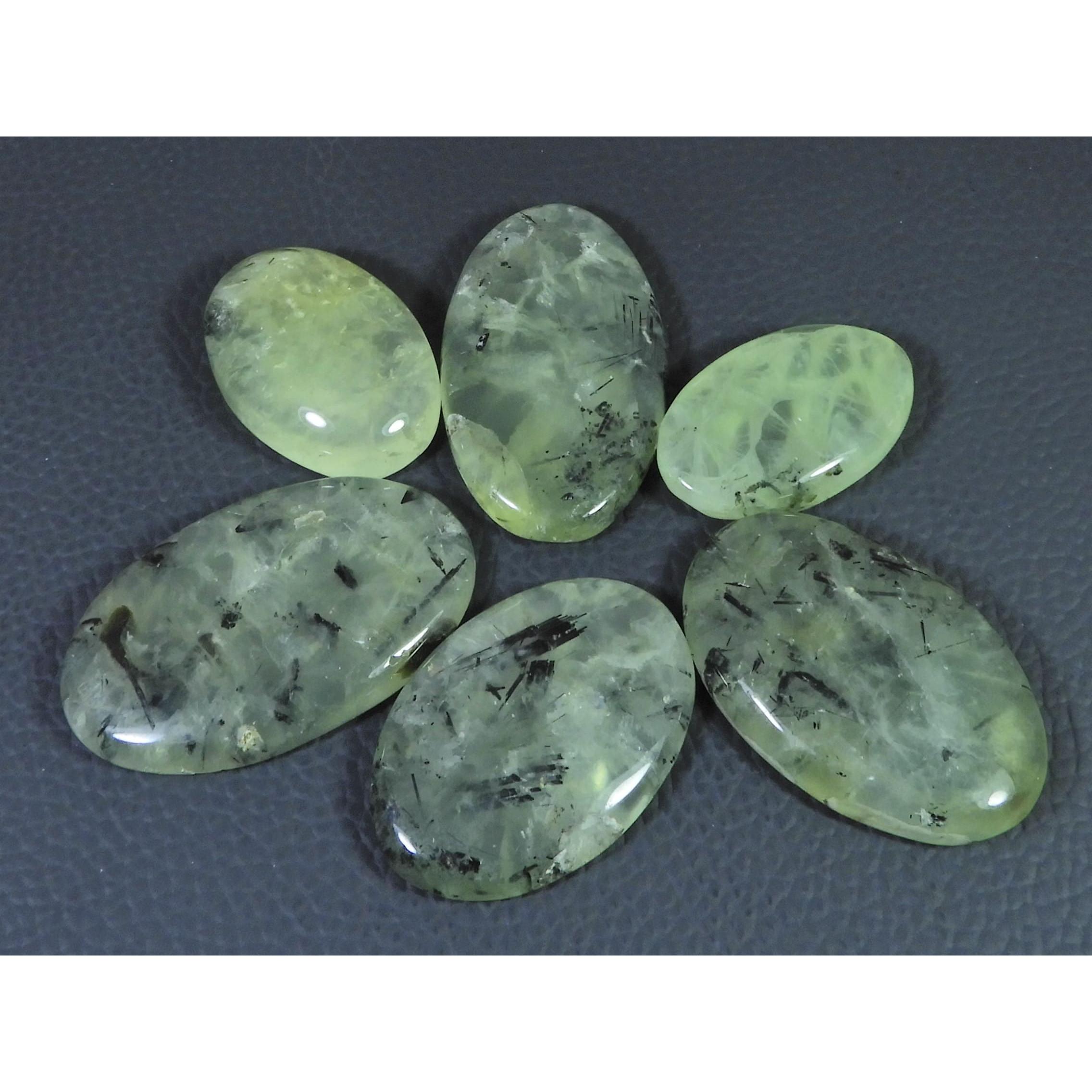 352Cts. Natural Prehnite Oval Shape Cabochon Loose Gemstone 06 Pcs Lot C-1790