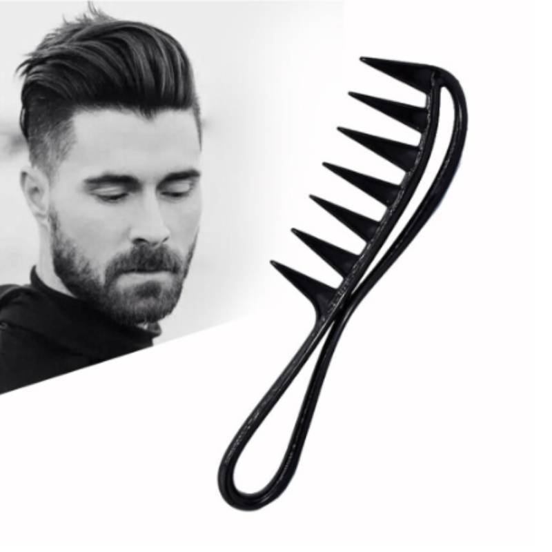 Hair Comb With Fish Bone Handle Large Teeth Styling Brush For Mens Hair Styling And Haircare