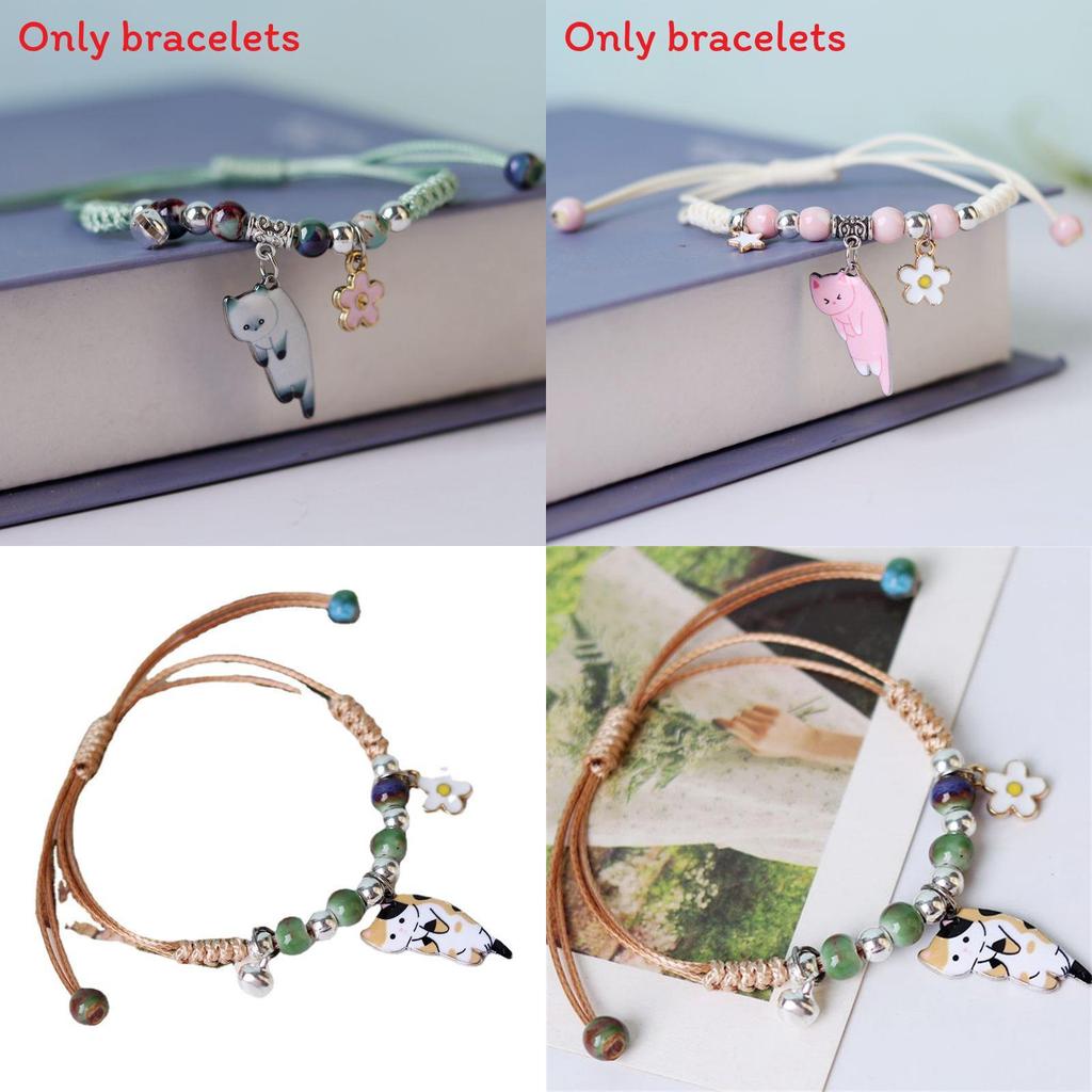 Minimalist Cat Charm Bracelet With Alloy And Woven Cord For Womens Fashion And Gift