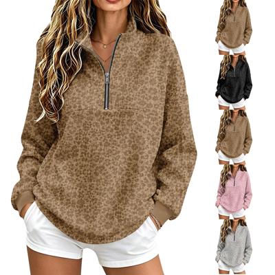 Dames Pullover Sweatshirt met Luipaardprint - Gevoerd - Lange Mouwen