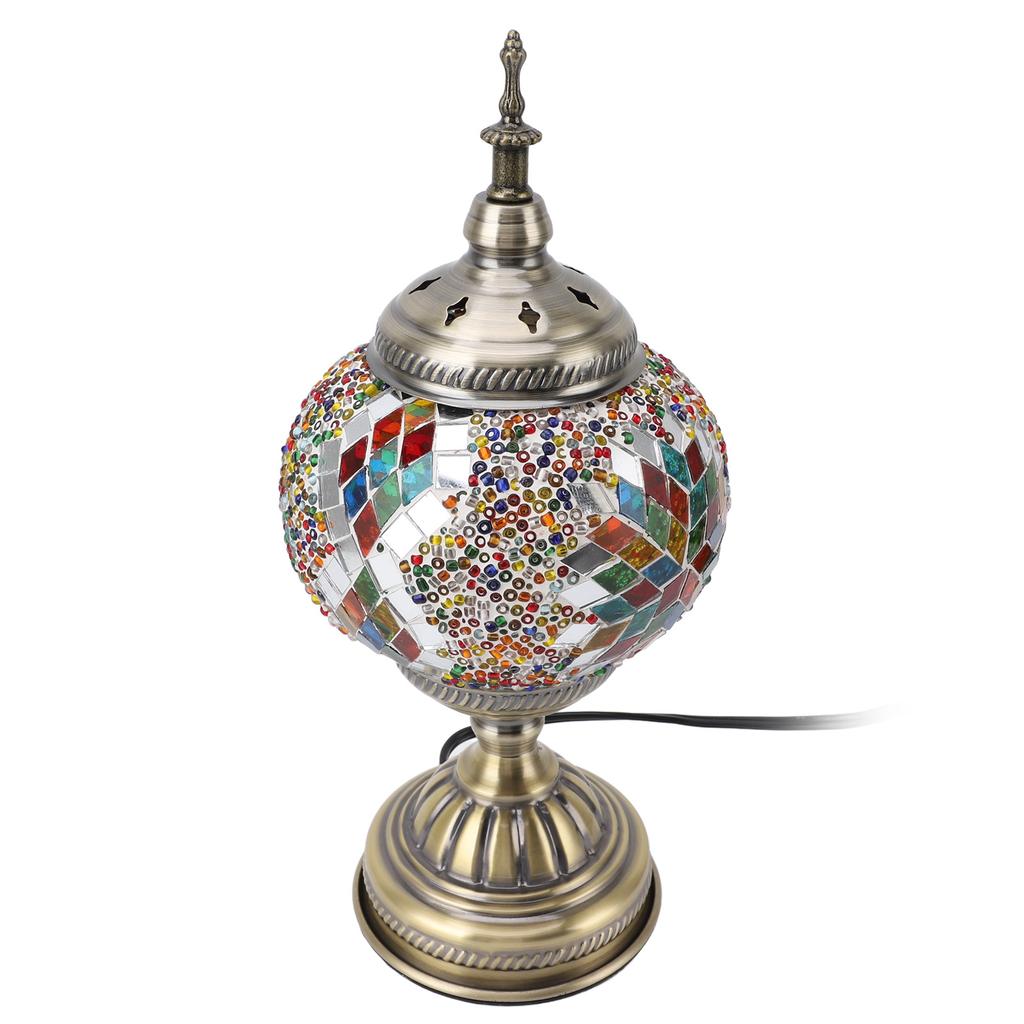 Mosaic Glass Table Lampshade Vintage Bronze Metal Base Handmade Colorful Marrakech Turkish Lampshade
