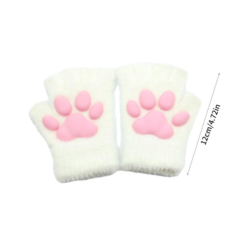 Adult Teens Halloween Gloves Cosplay Mittens Fingerless Gloves Cartoon Cat Paw Shape Mittens Carnivals Party Supplies