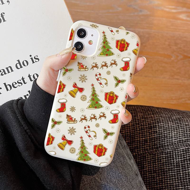 New Year Merry Christmas Phone Case Soft Solid Color for iPhone 11 12 13 mini pro XS MAX 8 7 6 6S Plus X XR