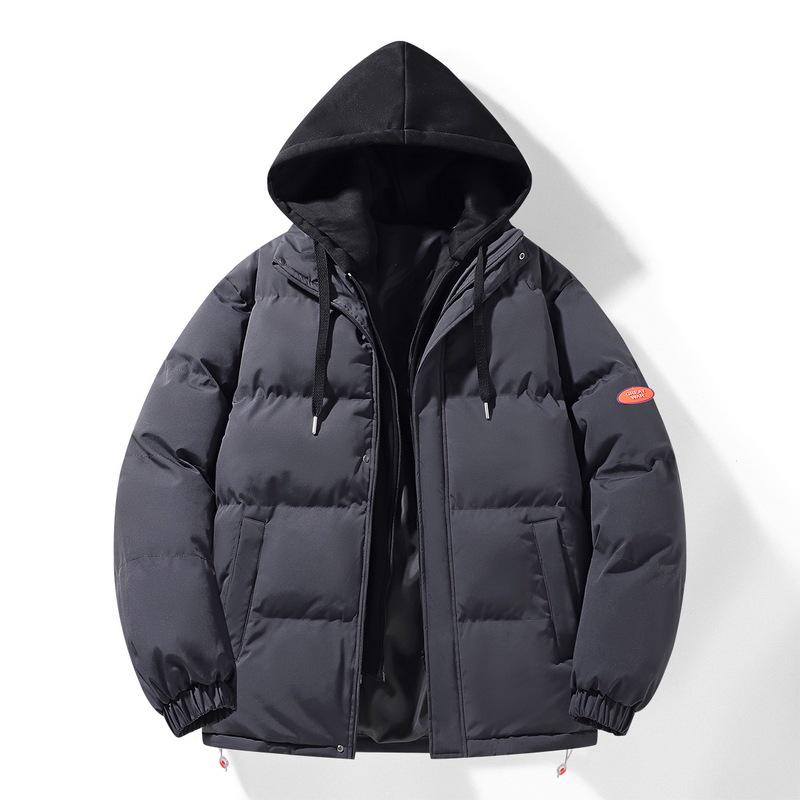 Unisex Autumn-Winter Hooded Puffer Jacket: Cozy Hong Kong Style Two-Piece Look