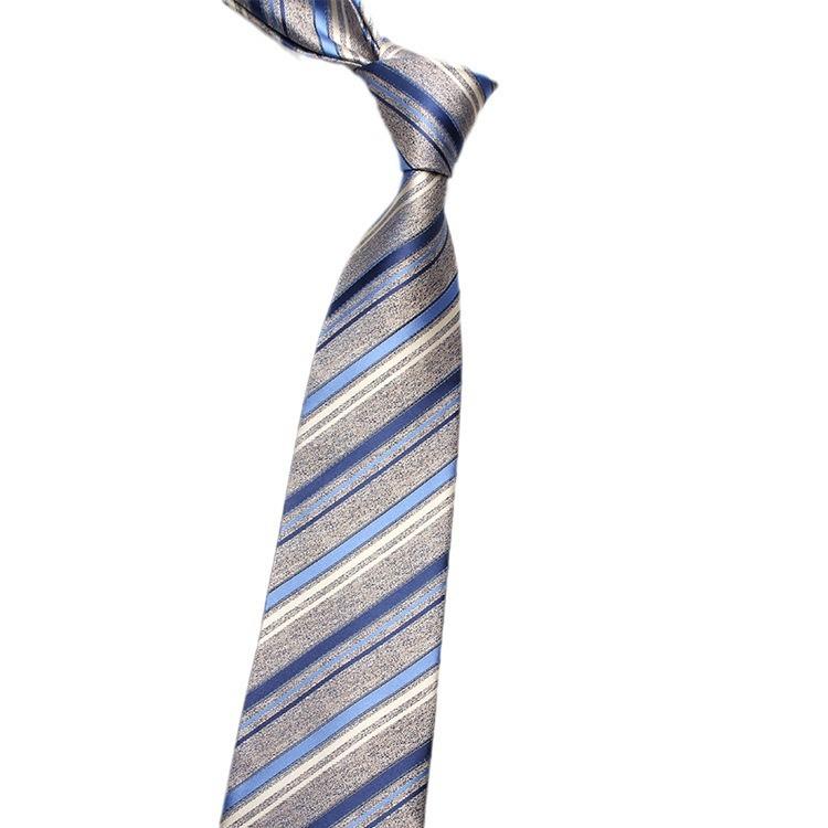 Men'S Trendy Striped Jacquard Polyester Silk Tie, Professional Dress Tie For Work