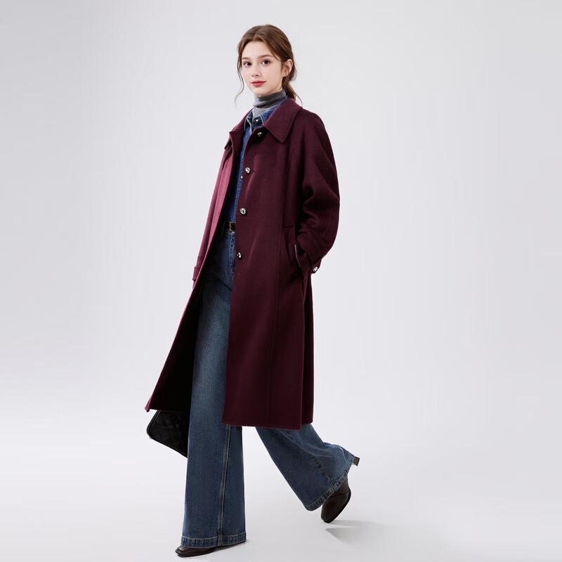 Women's Hepburn Style Wool Blend Double-faced Coat