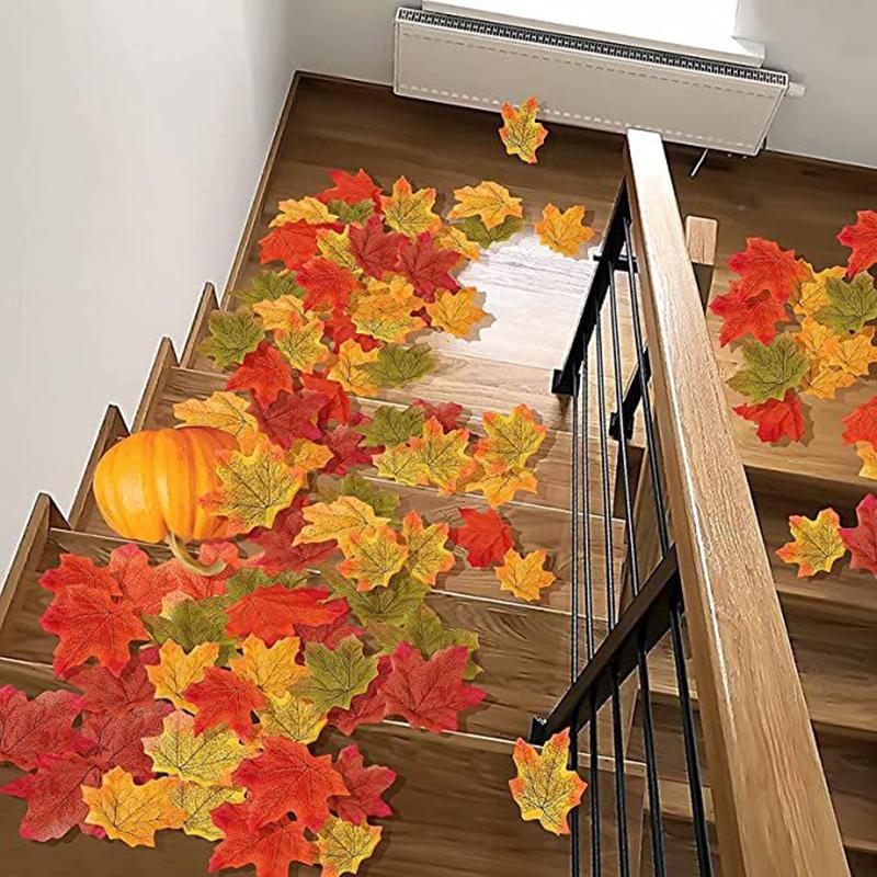 Simulated Maple Leaf Photography Props DIY Autumn Indoor Outdoor Wedding Halloween Thanksgiving Wall Mantel Party Decor TMZ