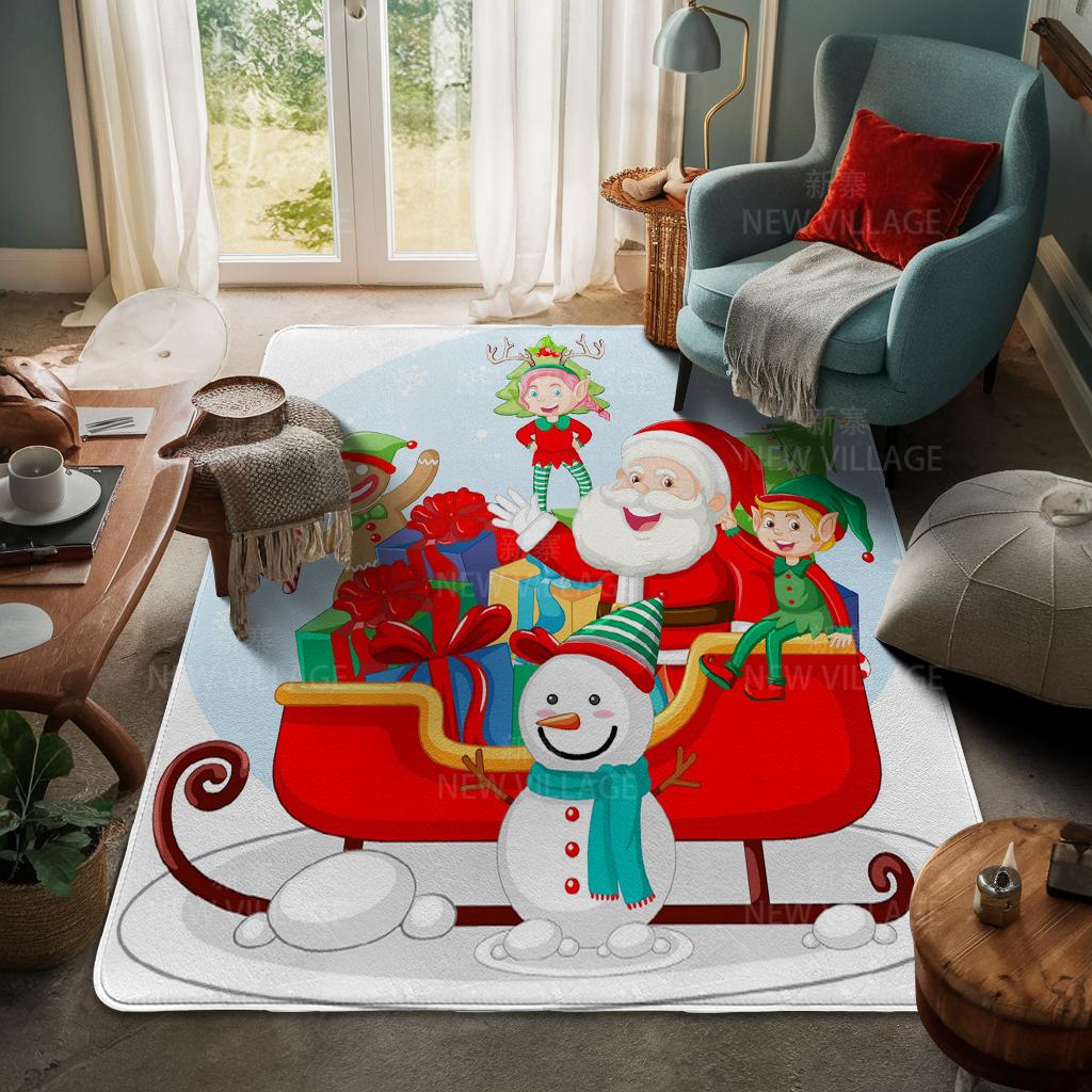 House Entrance Carpet Home Door Mat Living Room Bath Foot Bathroom Non-slip Water Absorption Rugs Bath Merry Christmas Winter