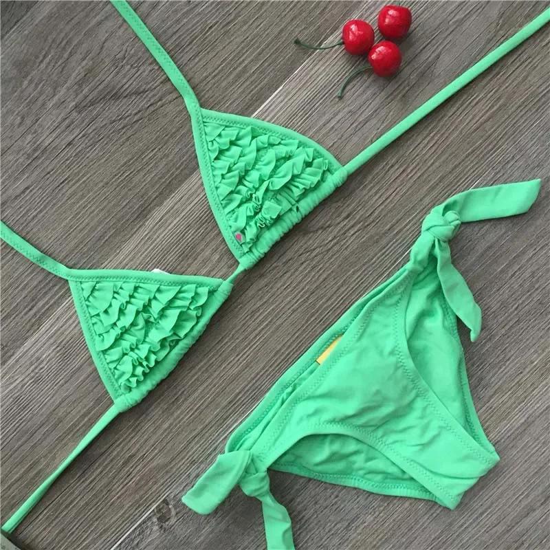 Costum de baie fete Bikini Menina Copii drăguți Costume de baie două piese Costum de baie copii de calitate pentru copii Falbala Biquini Infantil 4 culori