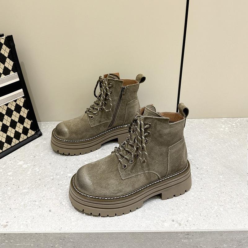 

Autumn and Winter Shoes with Fleece Boots, Women s Side Zipper Boots, Thick-soled Height-increasing Boots 40