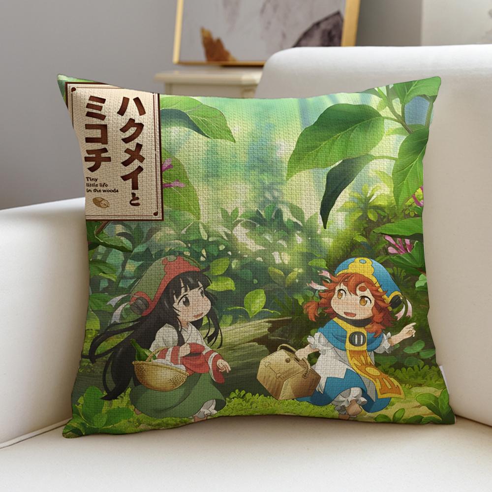 

Whimsical Hakumei to MikochiS Cushion Cover Breathable and skinfriendly linen pillowcase square removable and washable cushion 30X30cm