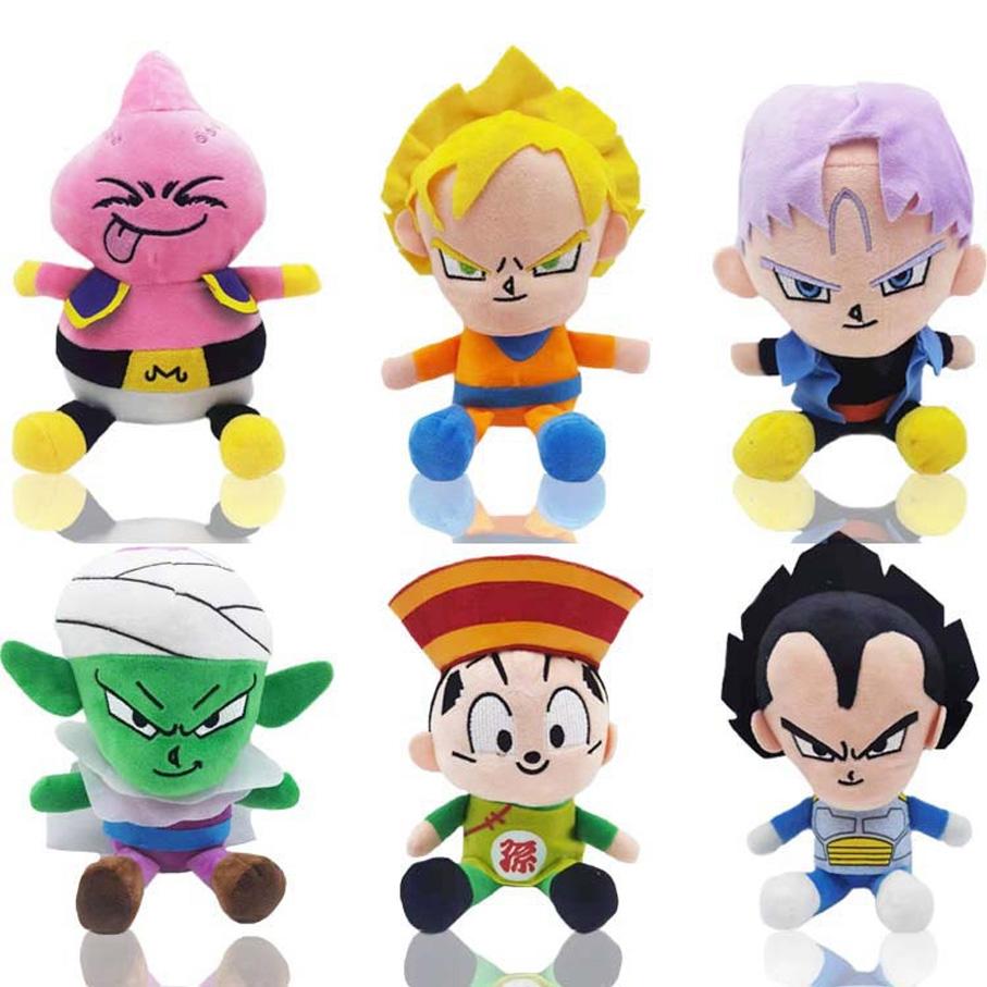20cm Dragon Ball Japan Anime Plush Toys Super Saiyan Goku Vegeta Picollo Trunks Gohan Cartoon Figure Stuffed Dolls