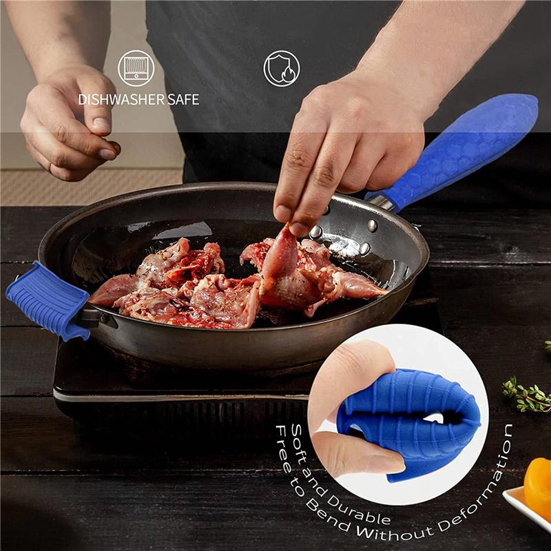 B97A-Silicone Hot Handle Holder For Cast Iron, 12 Pack Pot Handle Sleeve Non Slip Rubber Cover Set For Skillet Frying Pan