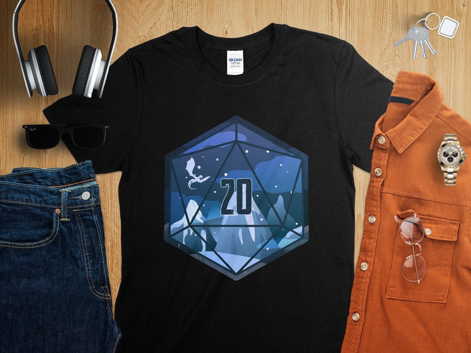 D20 Dice Winter Dungeons Tabletop RPG Roleplaying Dragons D20 Dice Gamer T-Shirt 4XL