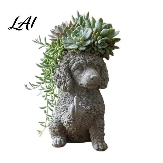 Unique Attitude Flowerpot Bulldog Creative Decorative Planter with Design Eye-Catching Garden Centerpiece Decor Indoor Outdoor Plant Pot Novelty