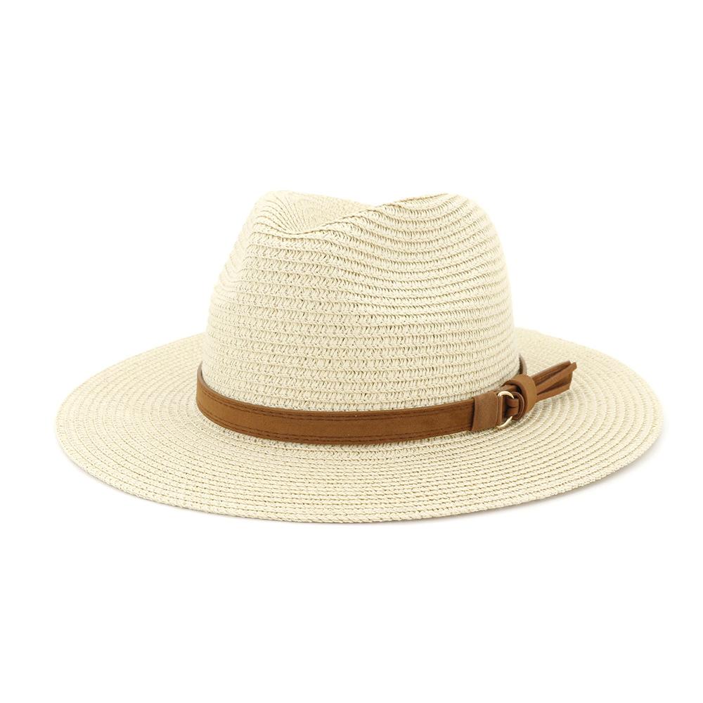 Nuovo Taglia Grande 59-60CM Cappello Panama Cappelli Estivi da Sole per Donna Uomo Esterno Spiaggia Paglia Cappellino Protezione UV Chapeau Cappello Jazz Trilby