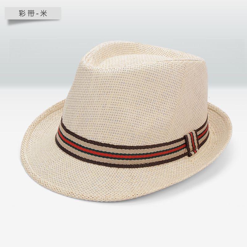 Summer Straw Hat Men's Outdoor Sun Hat Breathable Beach Hat British Performance Jazz Hat Children's Gentleman's Top Hat