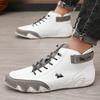 Men's White High Top Shoes New Luxury Waterproof Flat Shoes Lightweight  Comfortable Motorcycle Boots Sapatos Formais Masculinos