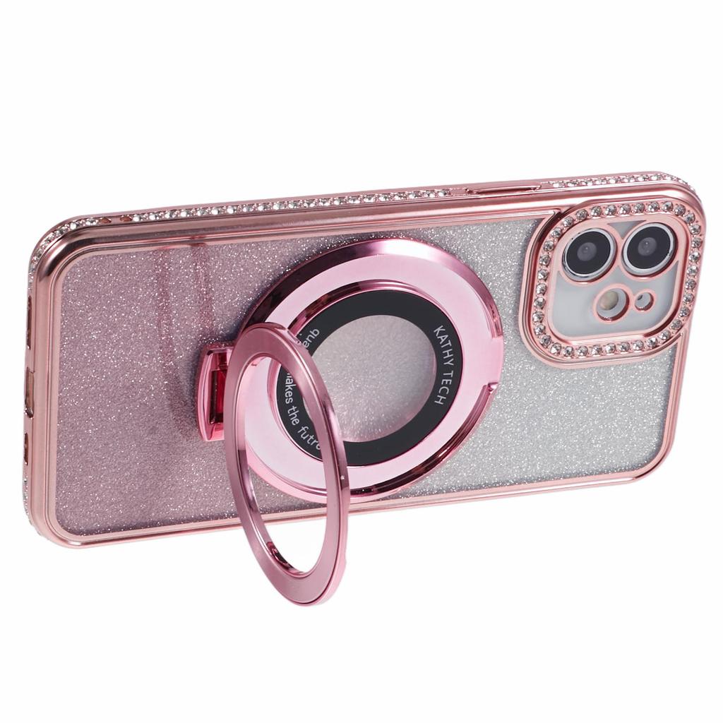 For iPhone 11 Cell Phone Case Gradient TPU Cover with Kickstand/Rhinestone