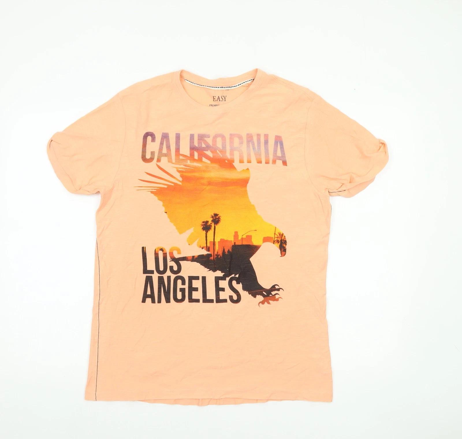 Easy Men’s Orange California Graphic T-Shirt Size M Cotton L