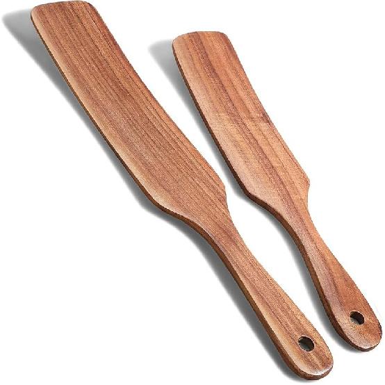 Spurtle Set, Natural Acacia Wooden Kitchen Utensils Set of 4, Wooden Spoons Utensils for Cooking, stirring, Mixing, Serving, spurtles kitchen tools 2