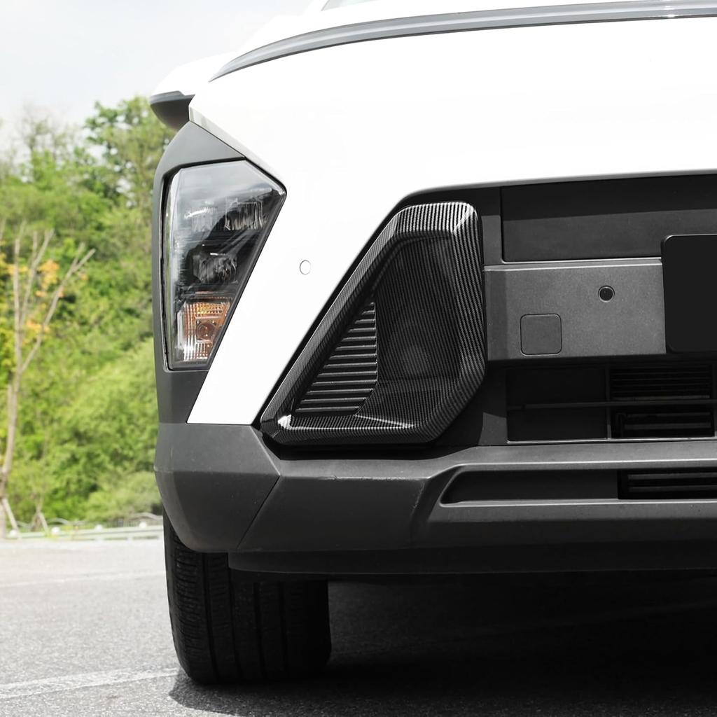 ABS Front Bumper Side Air Vent Cover Fog Light Lamp Decor Cover Front Bumper Middle Mesh Cover Compatible with Hyundai Kona 2024 2025 SX2 Accessories