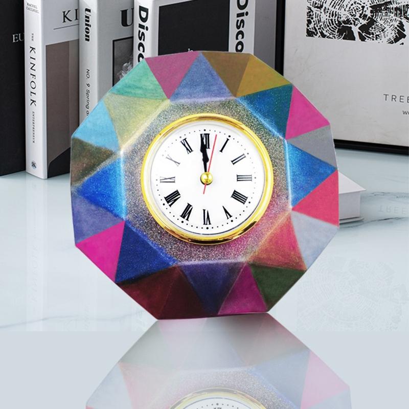 Hexagonal Shape Clock Mold with Clock Silicone Casting Epoxy Resin Mold for Handmade DIY Crafts Making Home Decorations