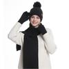3Pcs/Set Thicken Knit Beanie Snood Set Plush Lining Touchscreen Gloves  for Men Women