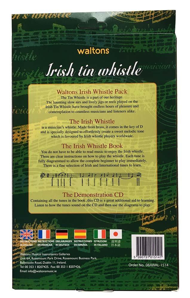 Waltons Tin Whistle, Brass, D Key, with 6-Language Instruction Manual (Japanese Included)  Instruction Manual Demo CD Included, 1514