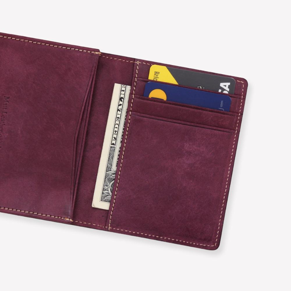 Matt Classic Pueblo Cowhide Engraved Card Holder Purple