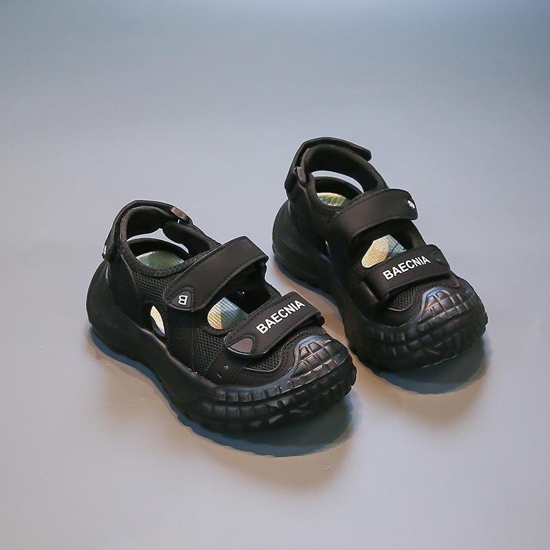 Kids Breathable Mesh Closed Toe Adjustable Strap Sports Sandals 26 чёрный