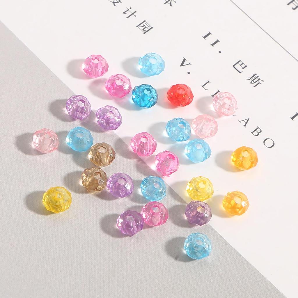 500G Faceted Acrylic Beads Colorful Transparent Wheel Loose Spacer Beads for Jewelry Making DIY Accessories